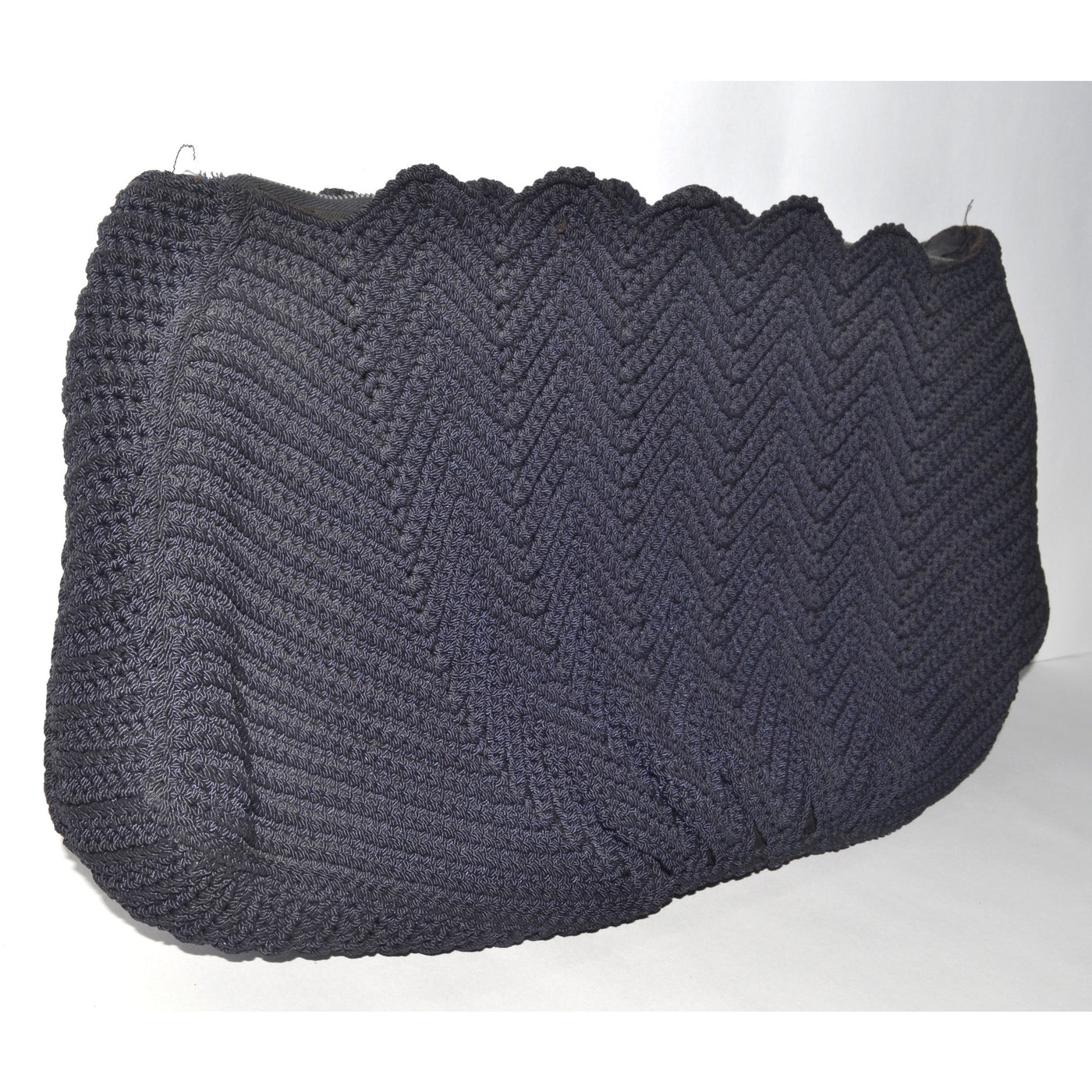 Vintage Black Crochet Fan Clutch Purse
