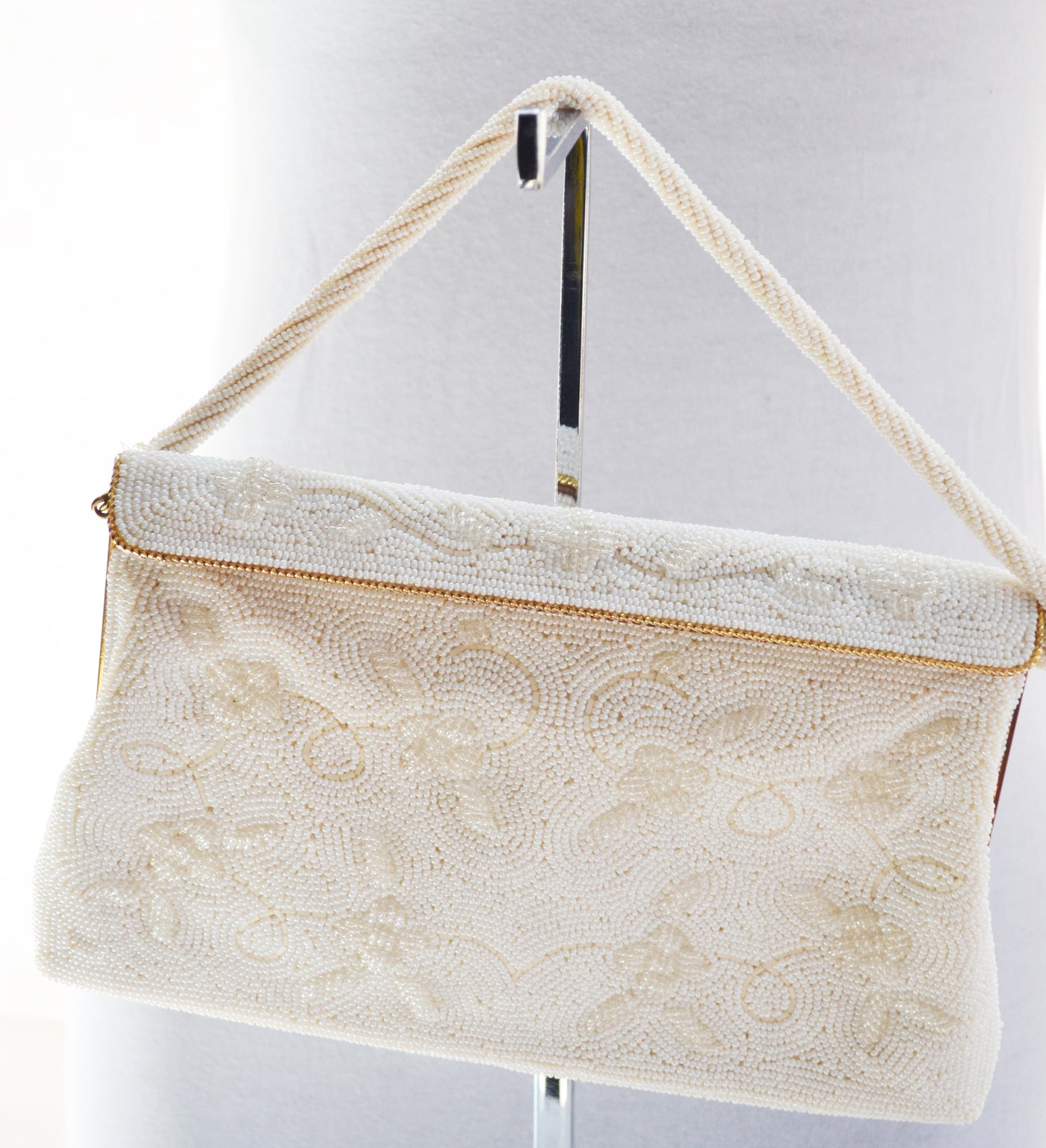 Vintage White Beaded Purse By L'Argene 