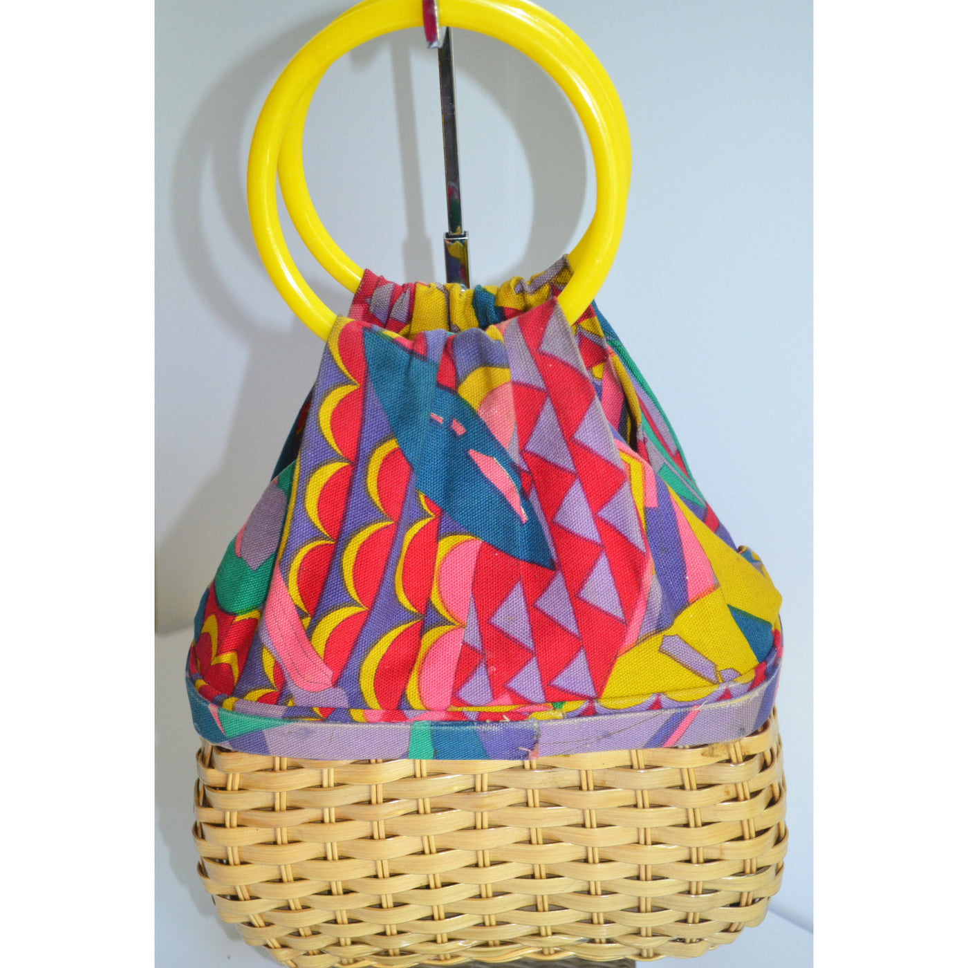 Vintage Psychedelic Woven Basket Purse