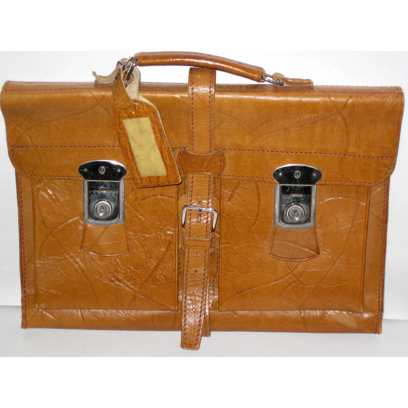 Vintage Brown Textured Leather Attache Briefcase