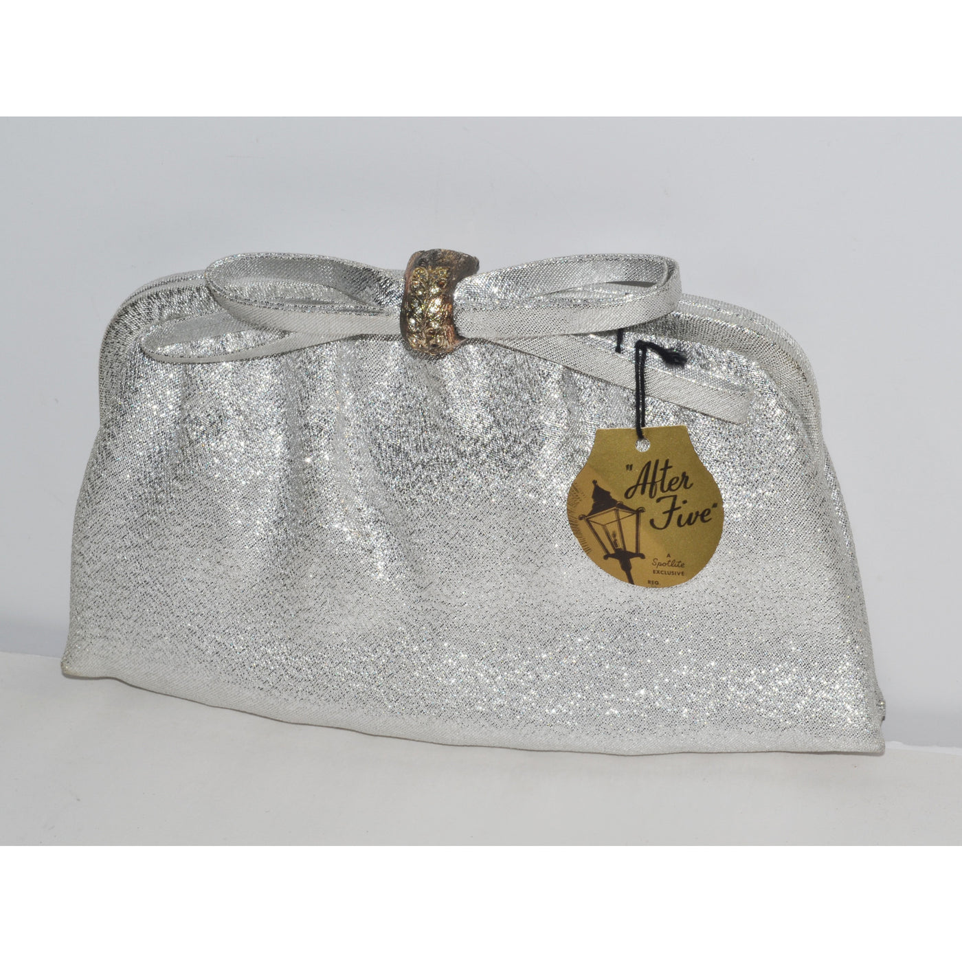 Vintage Silver Lame Rhinestone Purse By After Five 