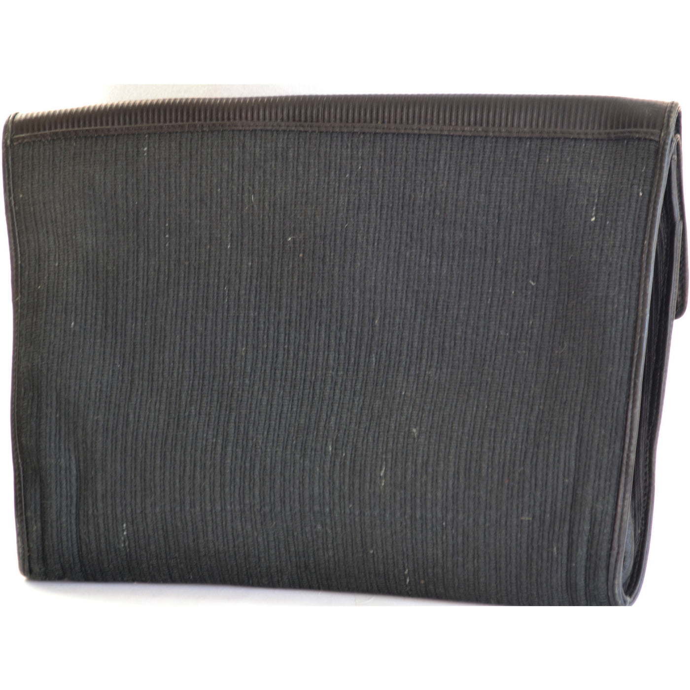 Vintage Ribbed Black Leather Clutch Purse By Bagheera