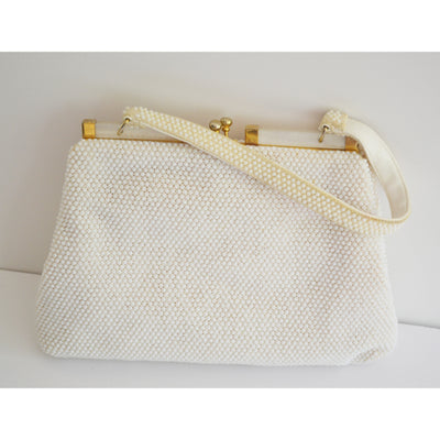 Vintage White Beaded & Lucite Trimmed Purse