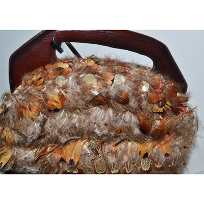 Vintage Pheasant Feather Bermuda Style Purse