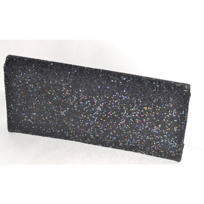 Vintage Sparkling Black Glitter Clutch Purse By Lennox 