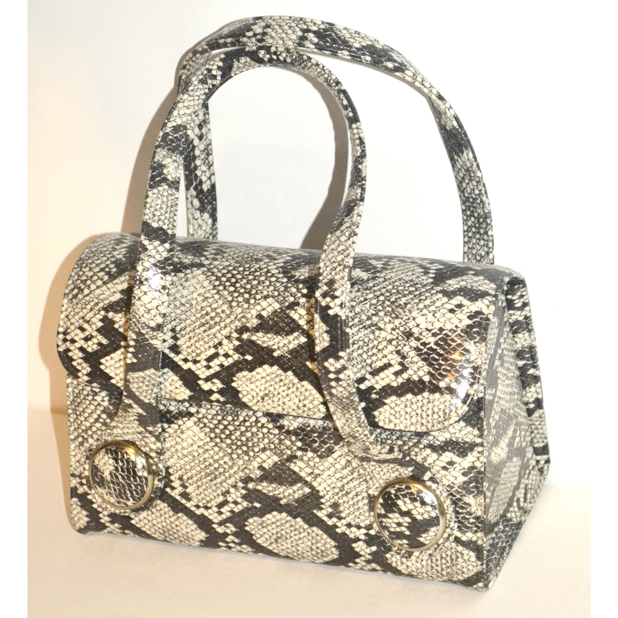 Vintage Black & White Faux Lizard Purse – Quirky Finds