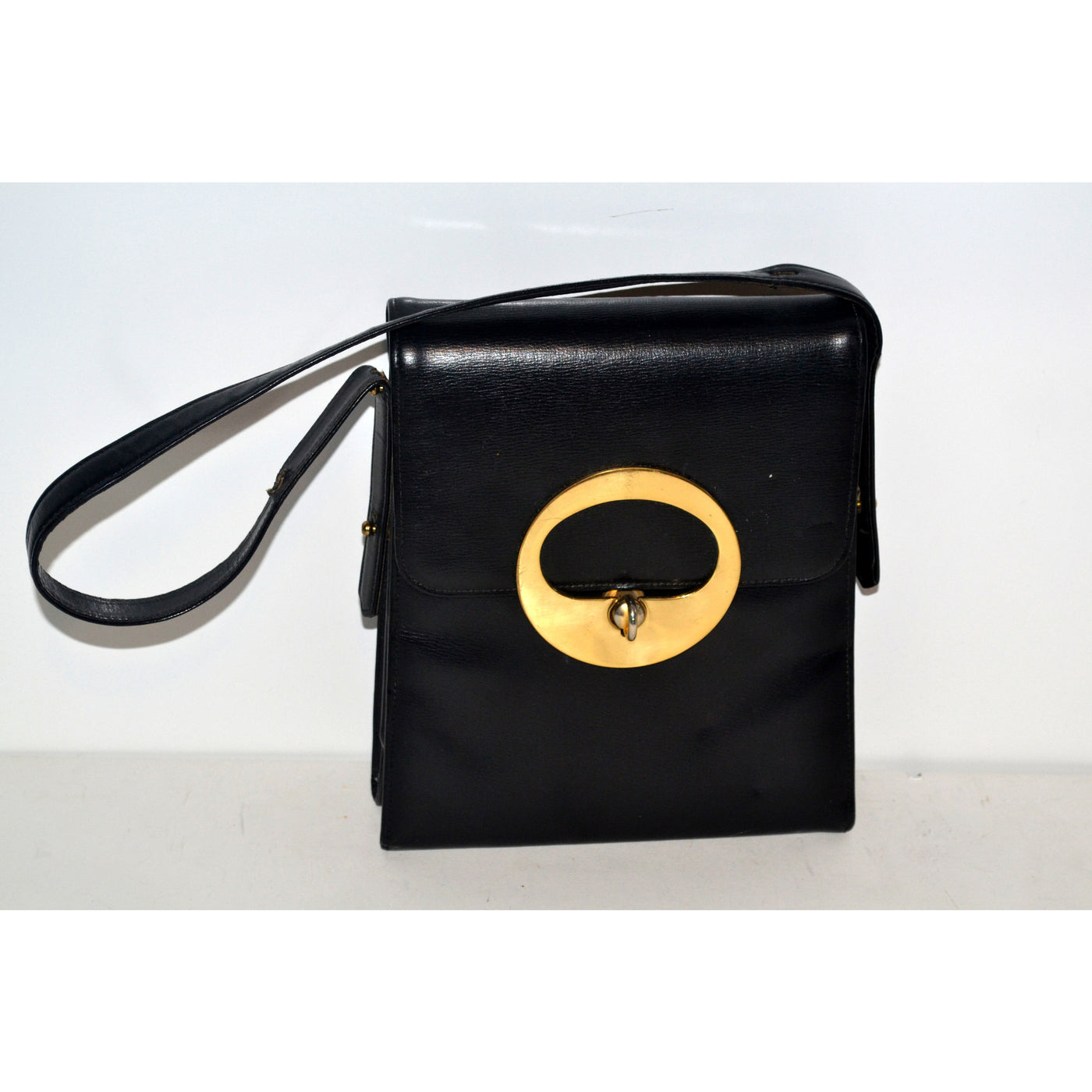 Vintage Rectangle Black Leather Purse By Block 