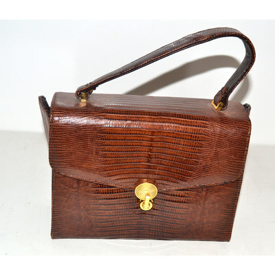 Vintage Brown Lizard Boxed Purse By Sterling 