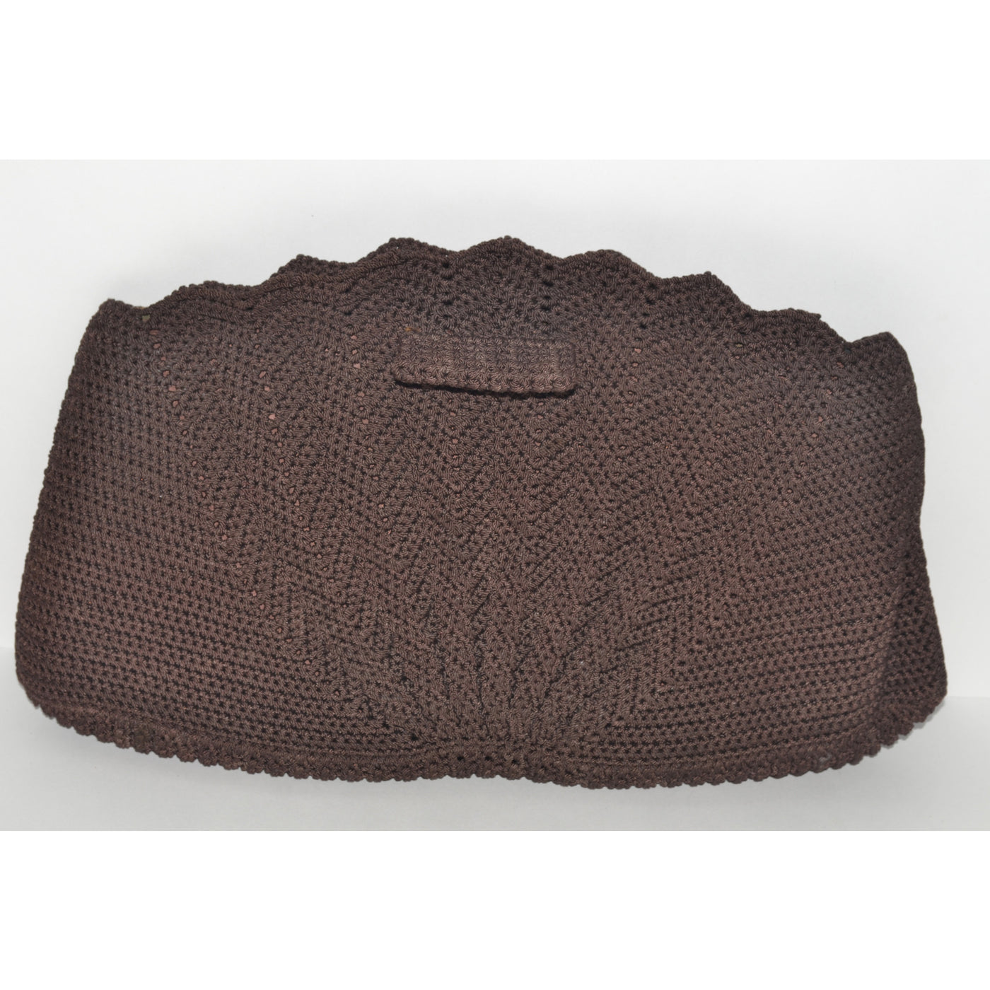 Vintage Brown Crochet Fan Clutch Purse