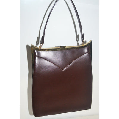 Vintage Brown Leather Handbag By Duchess 