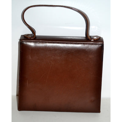 Vintage Brown Leather & Patent Trim Purse