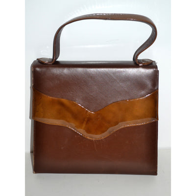 Vintage Brown Leather & Patent Trim Purse