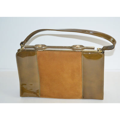 Vintage Brown High Gloss & Suede Handbag