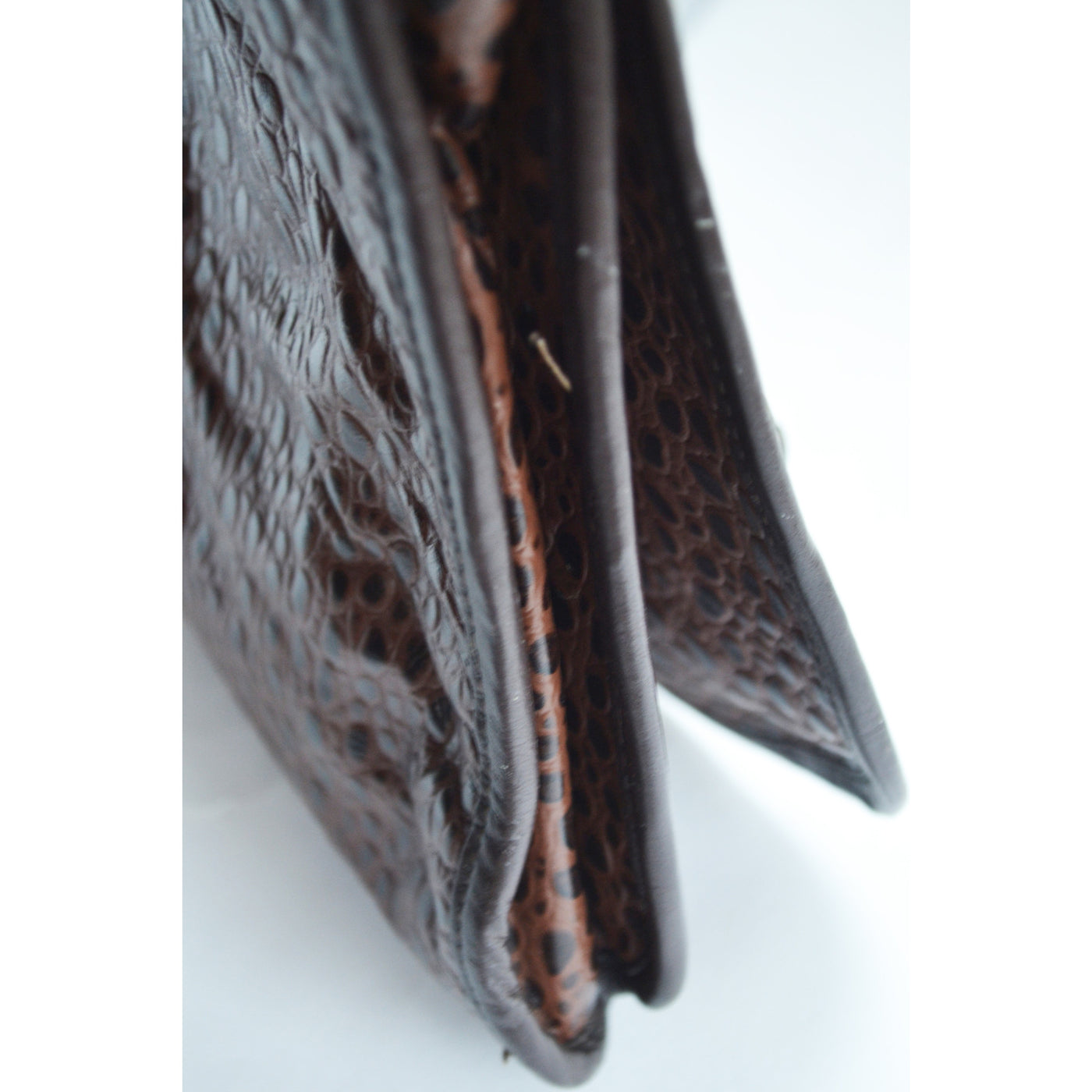Vintage Brown Embossed Leather Clutch Purse By Miriam 