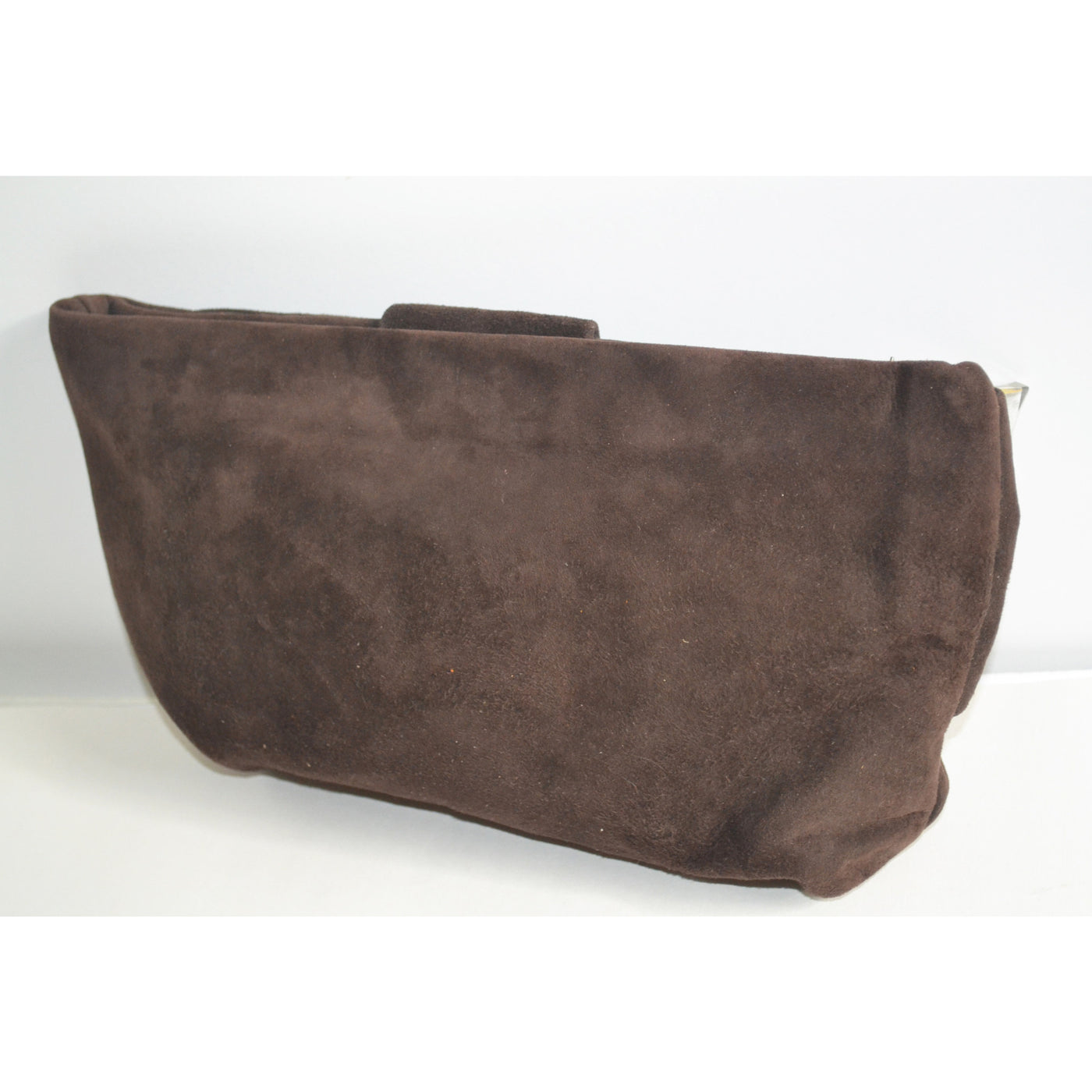 Vintage Brown Suede Bow Lucite Tag Clutch