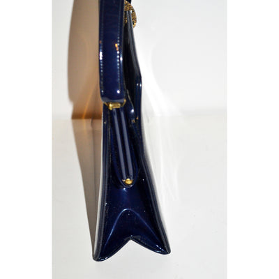 Vintage Navy Patent Brooch Purse By Caprice