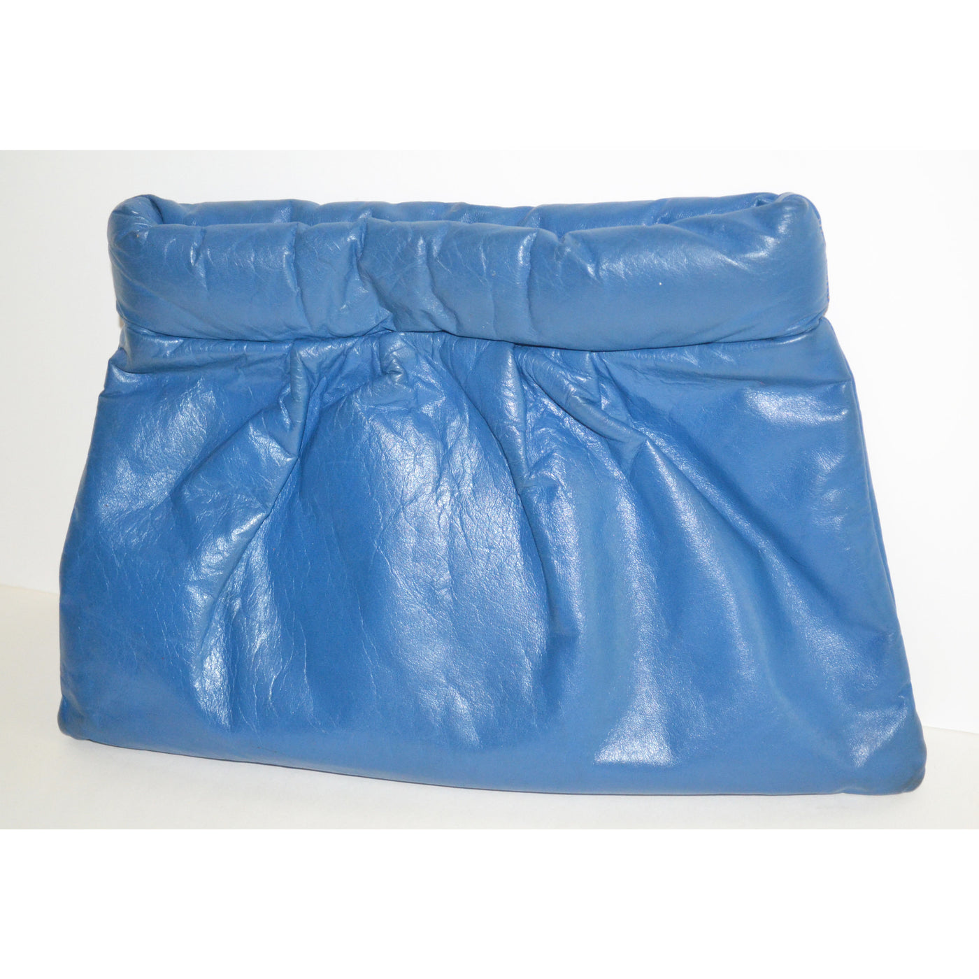 Vintage Blue Pleated Leather Clutch Purse