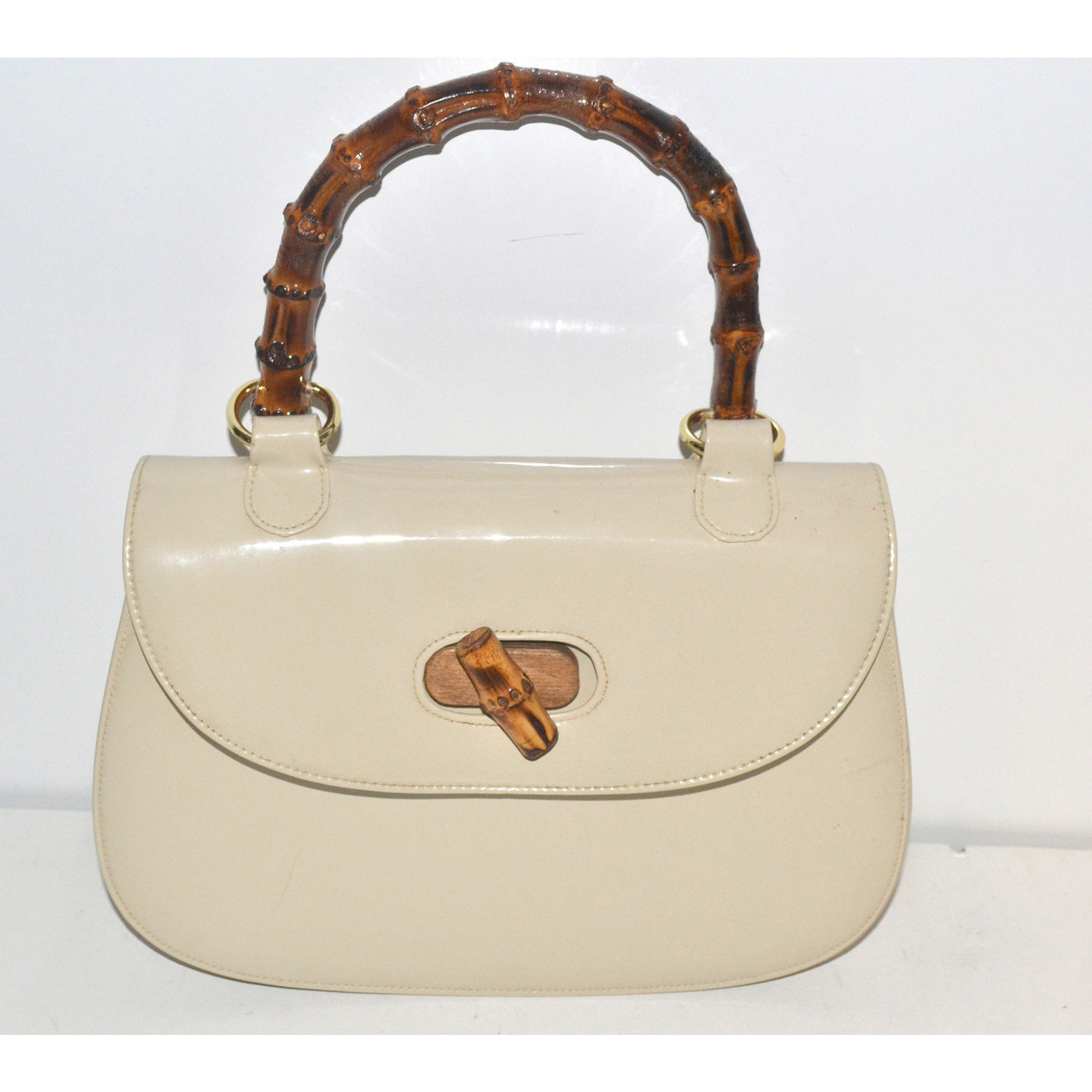 Vintage Gucci Style Patent Leather Bamboo Purse By Bonwit Teller 