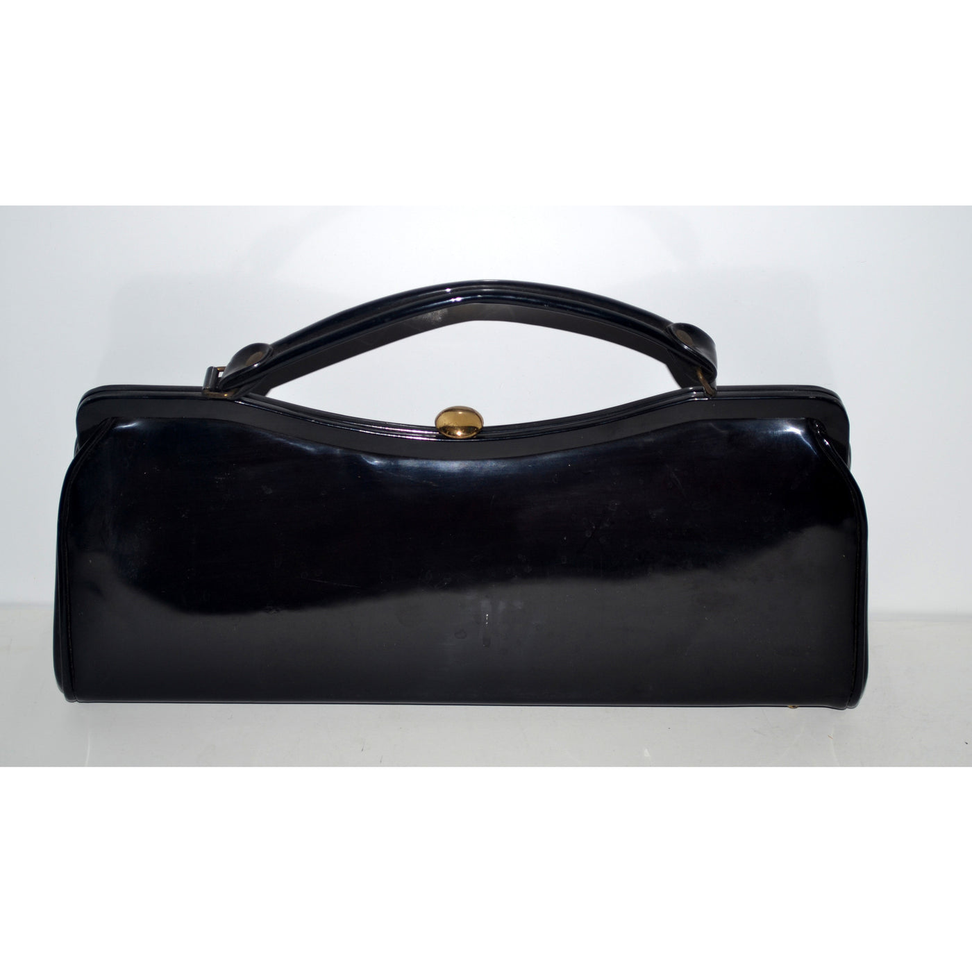 Vintage Curved Patent Leather Purse By Dover 