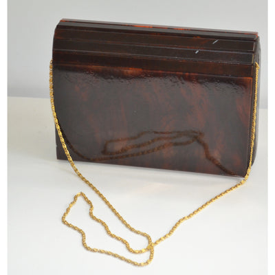 Vintage Brown Lucite Clutch Purse By Delill