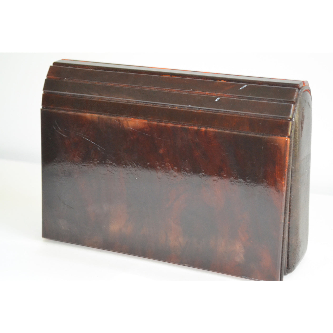 Vintage Brown Lucite Clutch Purse By Delill