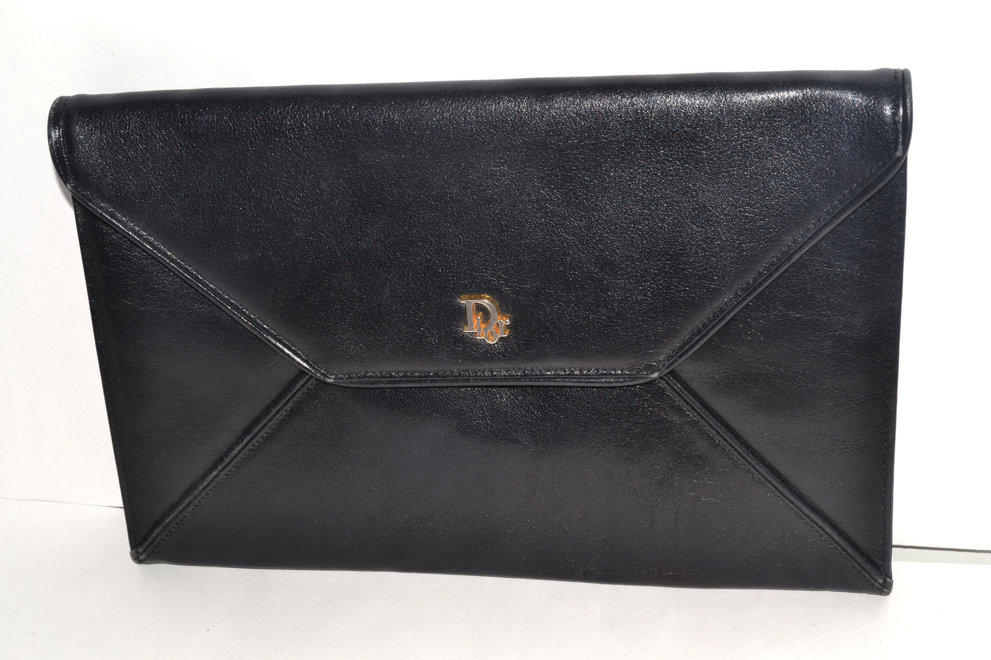 Vintage Christian Dior Black Leather Clutch