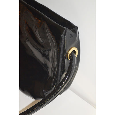 Vintage Patent Leather Licorice Handle Purse By Empress 