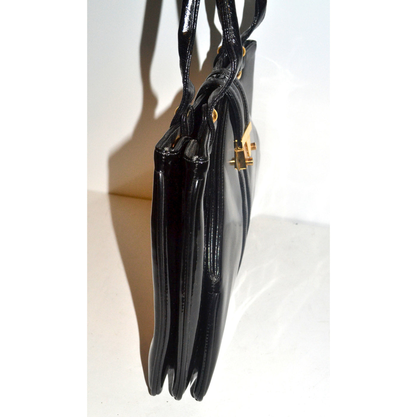 Vintage Black Patent Leather Handbag By Francois 