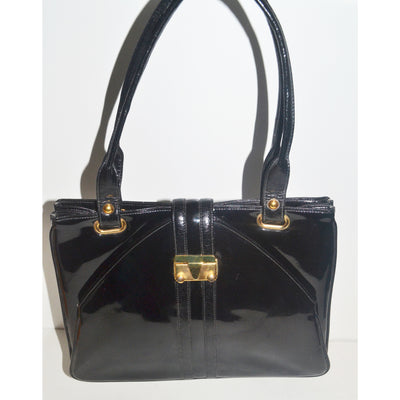 Vintage Black Patent Leather Handbag By Francois 