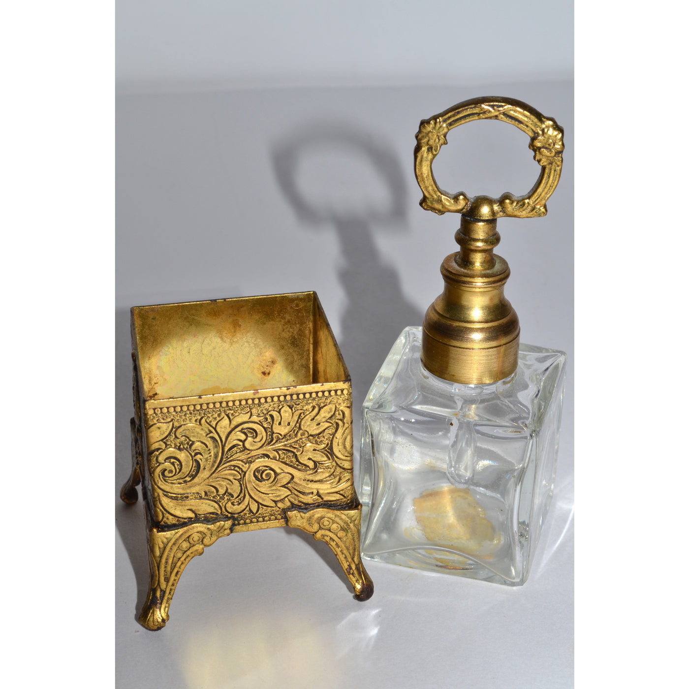 Vintage Globe 24K Gold Plated Perfume Dresser Bottle