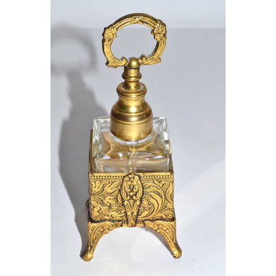 Vintage Globe 24K Gold Plated Perfume Dresser Bottle