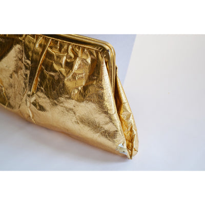 Vintage Elongated Gold Lame Clutch Purse