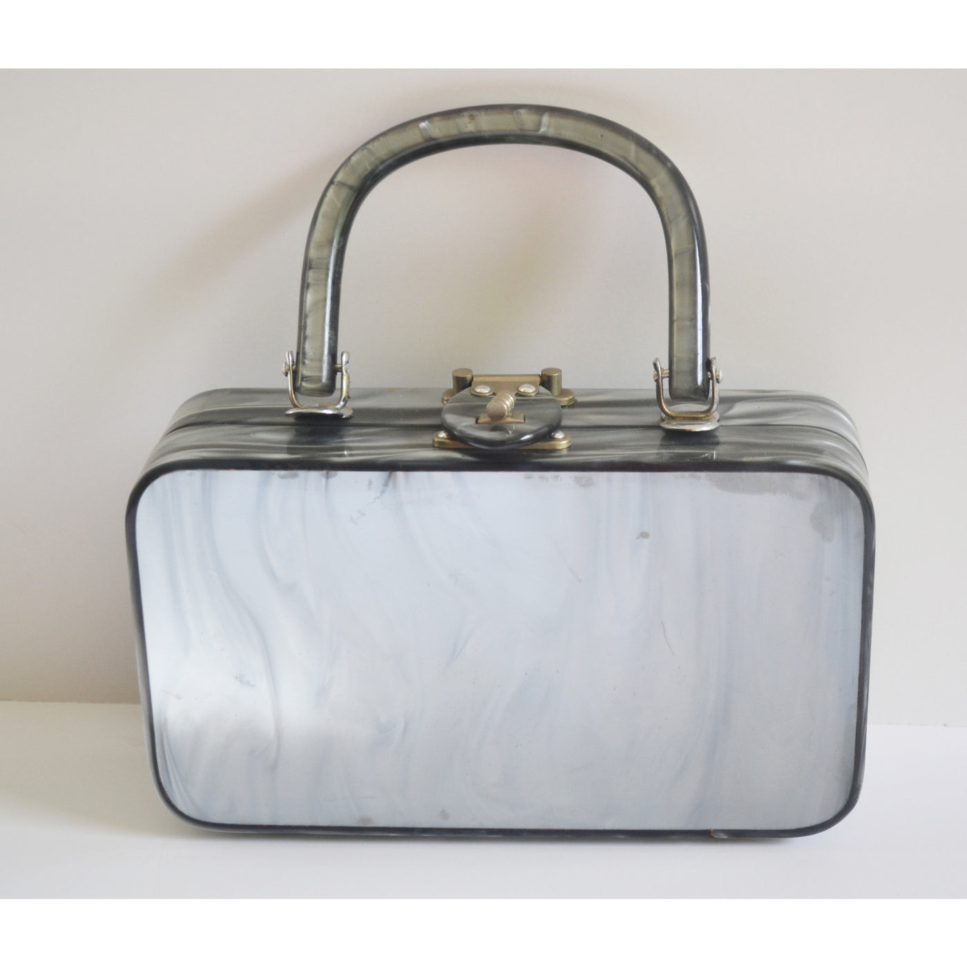 Vintage Grey Lucite Briefcase Style Purse