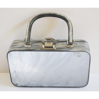 Vintage Grey Lucite Briefcase Style Purse