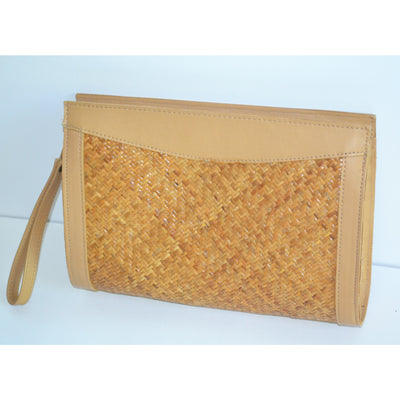 Vintage Leather & Straw Purse By Lord & Taylor 