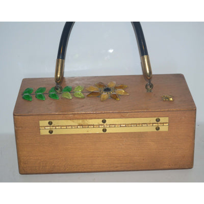 Vintage Mira Flores Wooden Boxed Purse By Enid Collins