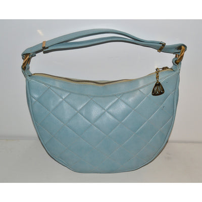 Vintage Blue Quilted Leather Purse By Morris Mosokowitz 