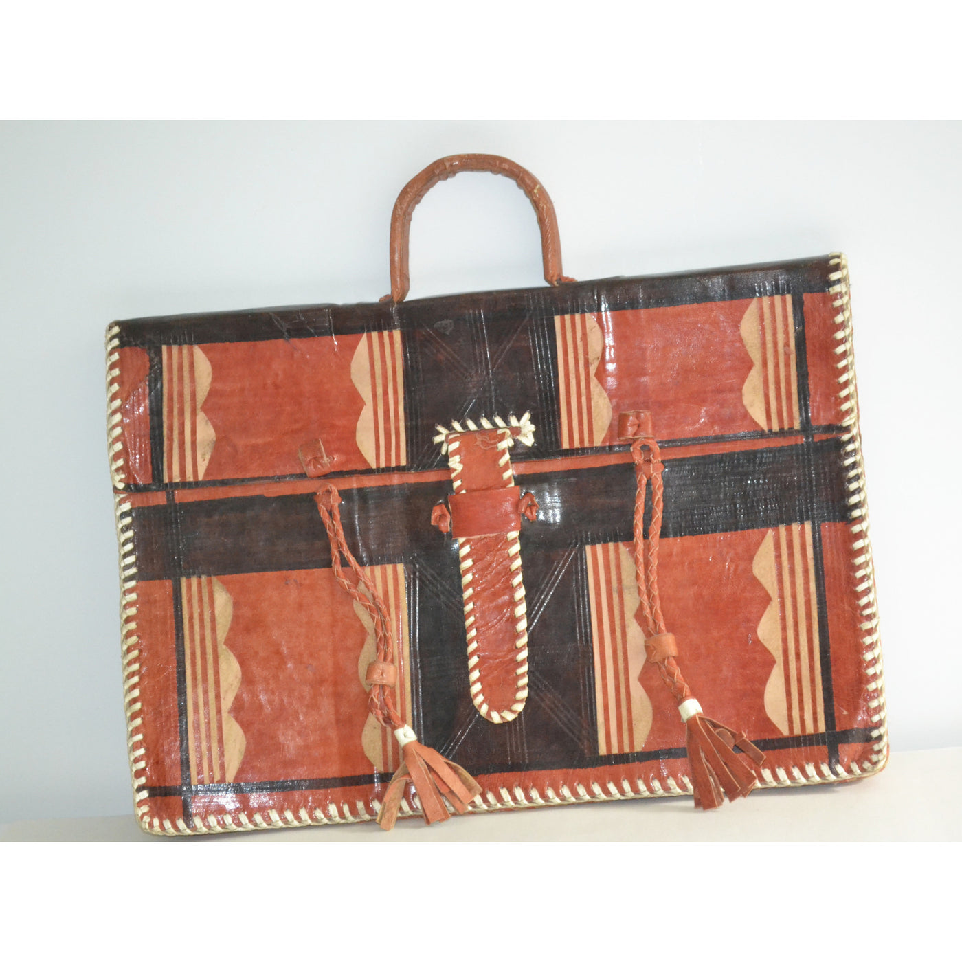 Vintage Morrocan Leather Tribal Style Attache
