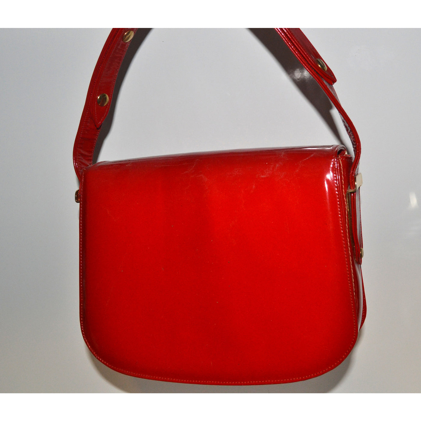 Vintage Red & White Patent Leather Purse By  Nicholas Reich- 1960's