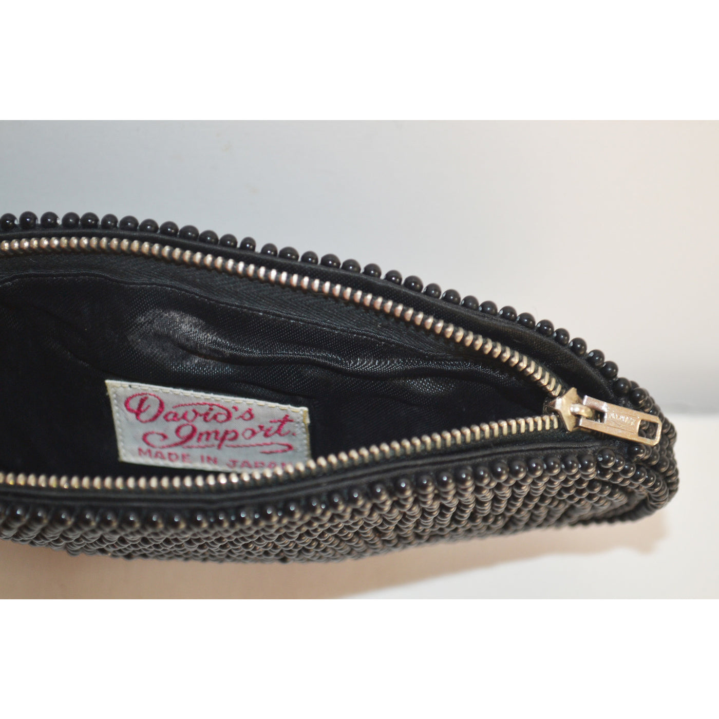 Vintage Black Beaded Coin Purse By David's Import