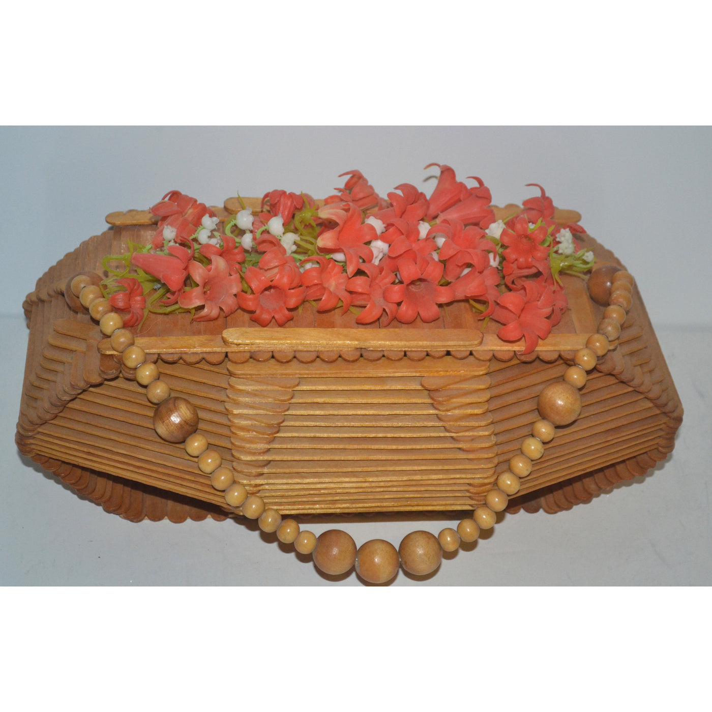Vintage Arts & Craft Popsicle Stick Coffin Box Purse