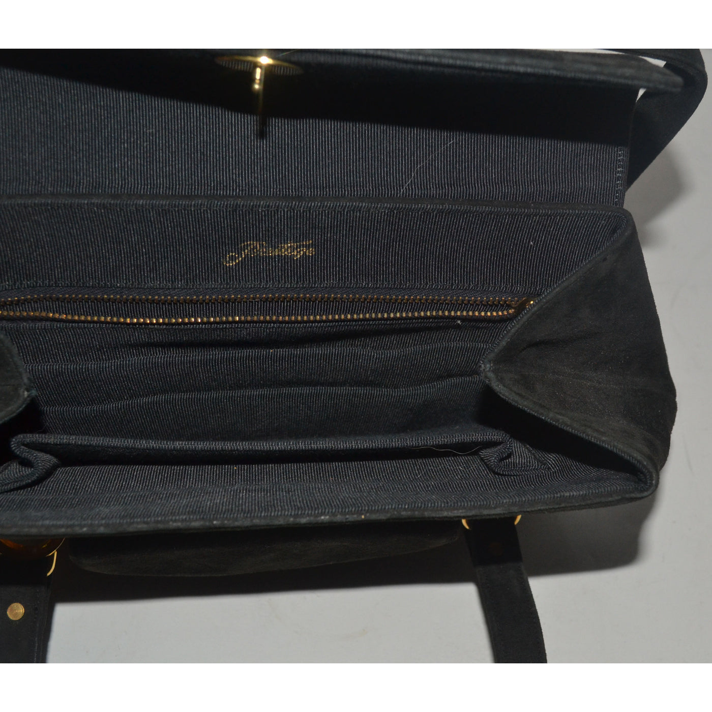 Vintage Black Suede Handbag By Prestige 