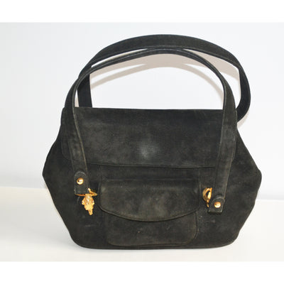 Vintage Black Suede Handbag By Prestige 