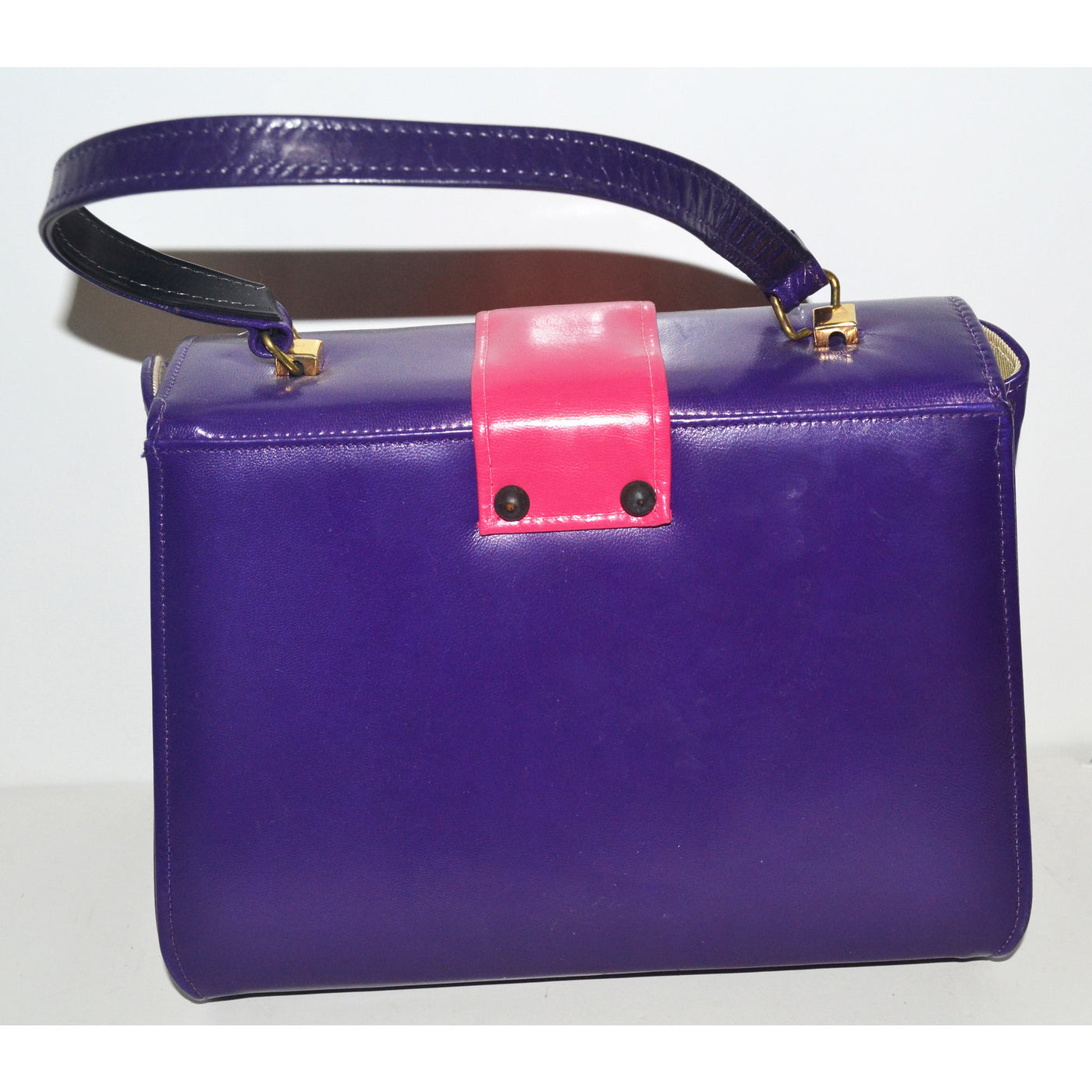 Vintage Purple & Pink Leather Kelly Purse