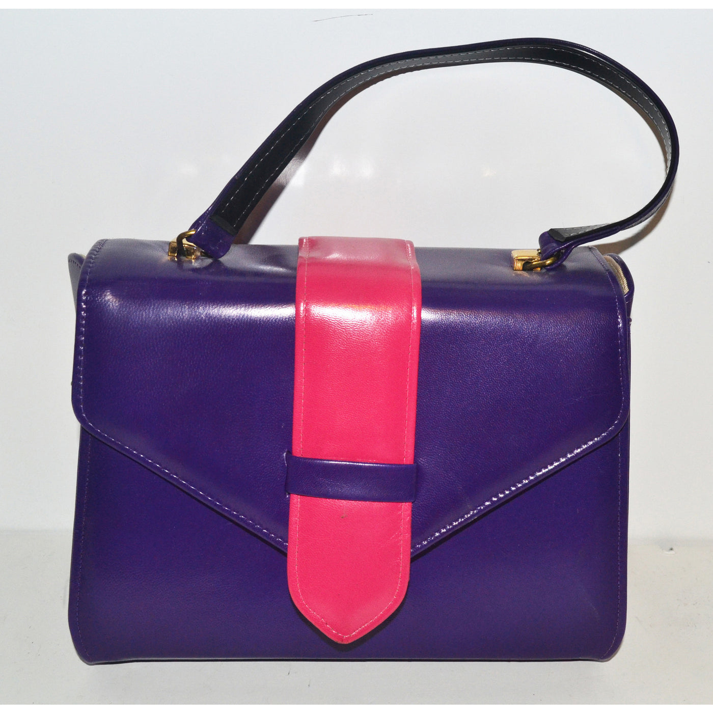 Vintage Purple & Pink Leather Kelly Purse