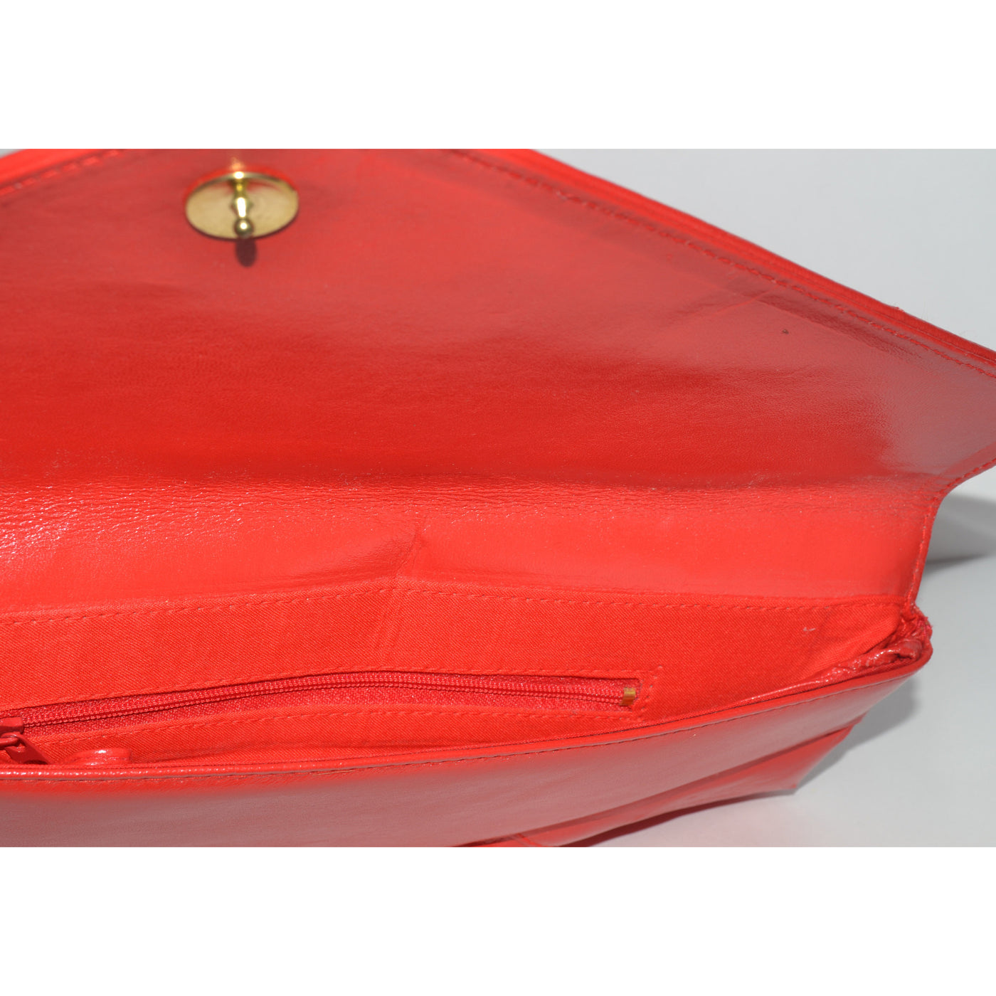 Vintage Red Leather Envelope Clutch Purse