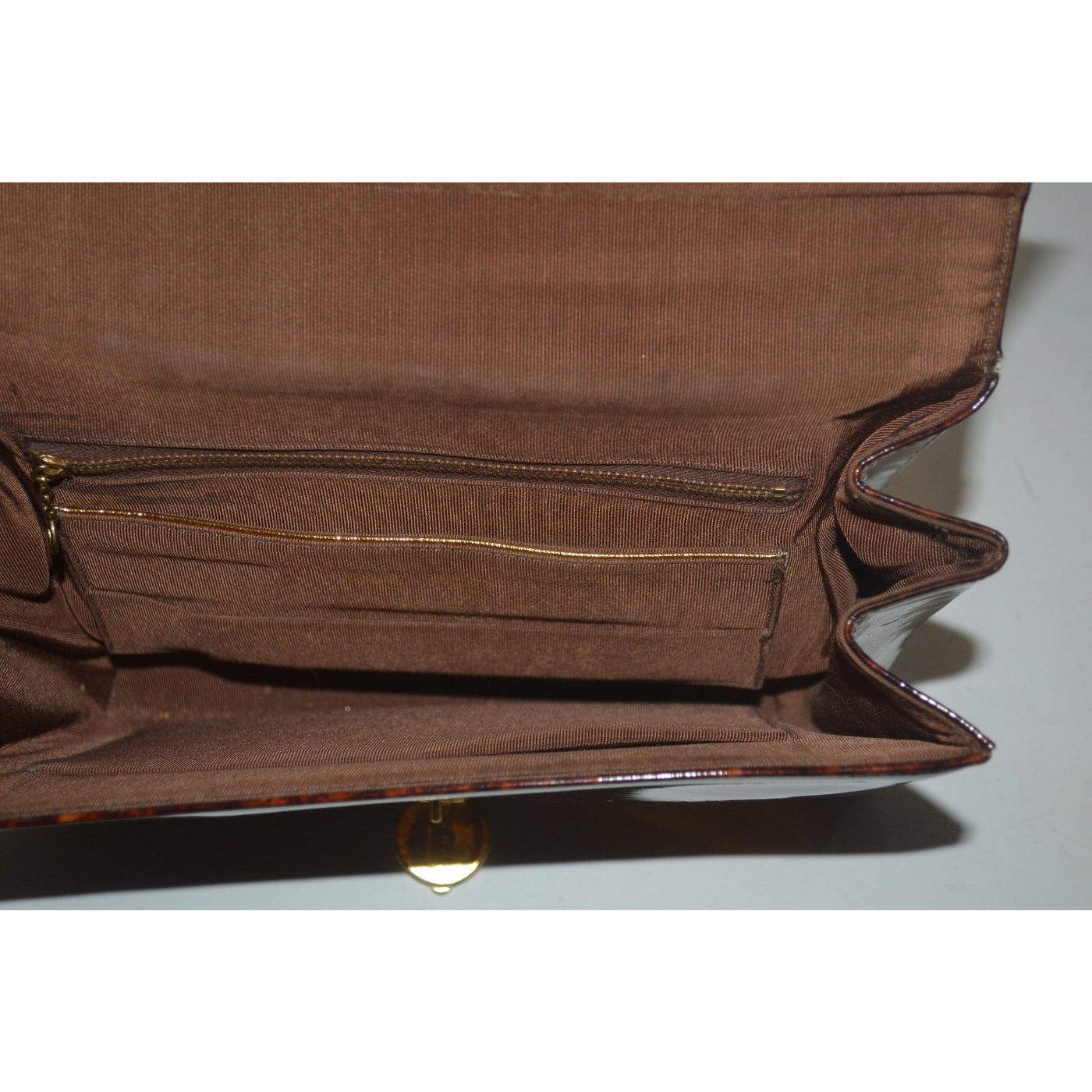 Vintage Brown High Gloss Purse By Saks Fifth Avenue