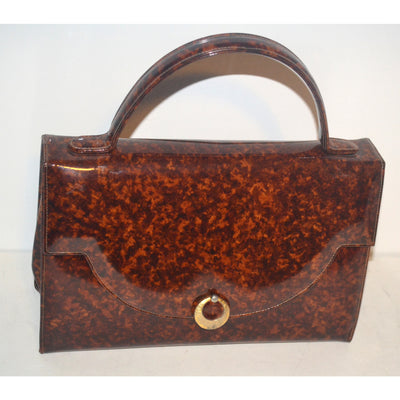 Vintage Brown High Gloss Purse By Saks Fifth Avenue