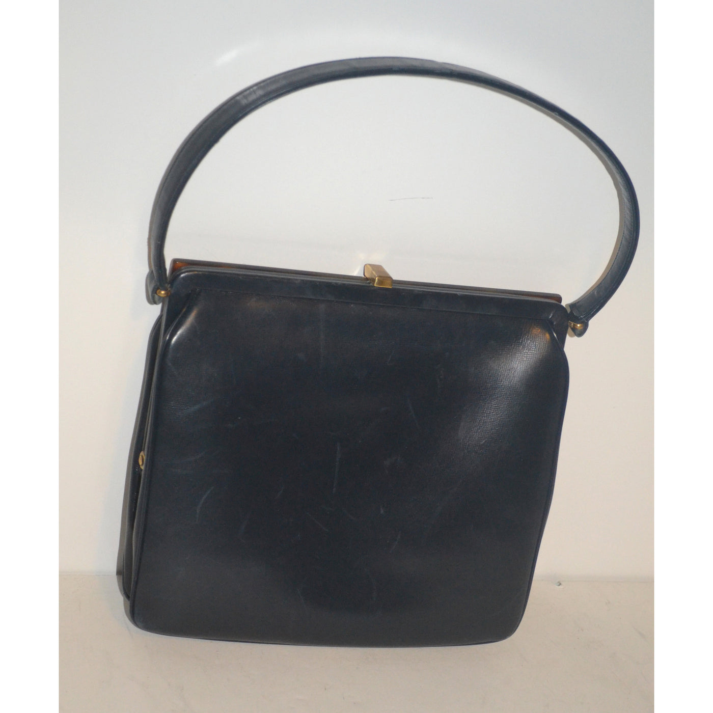 Vintage Navy Leather & Tortoise Purse By Susan Gail