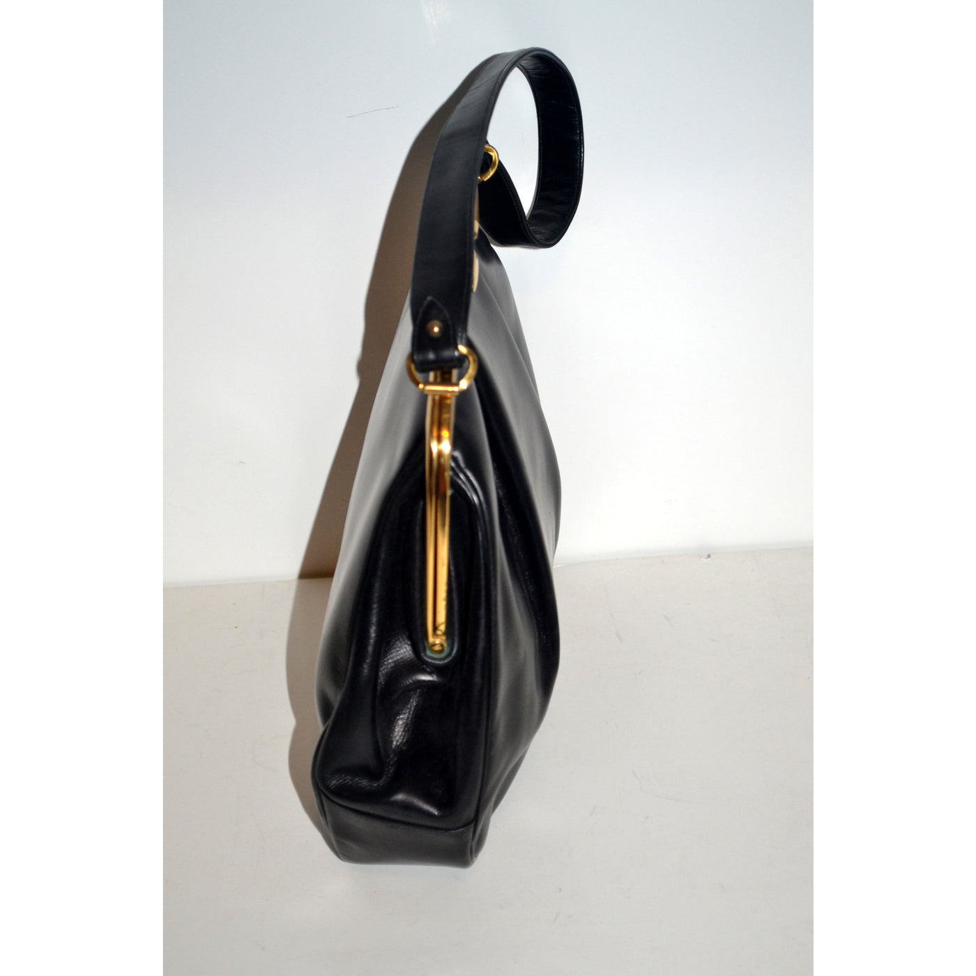 Vintage Black Leather Pleated Purse By Susan Gail